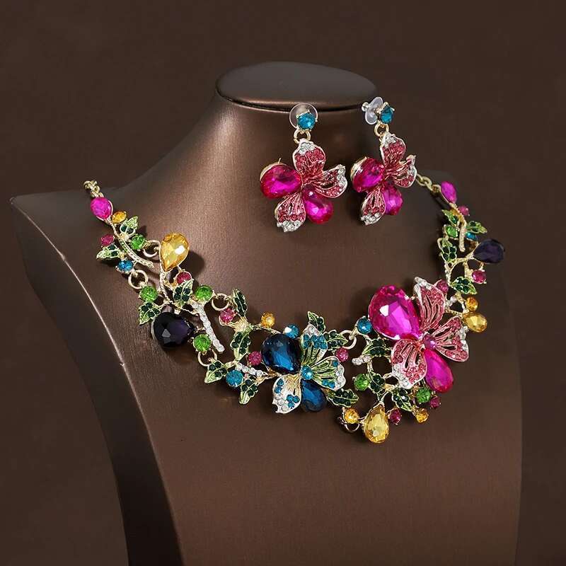 Itacazzo Decorative Props Dreamlike Style Romantic Dazzling Ladies' Necklace Earrings 3 Pcs Set For Important Ocns
