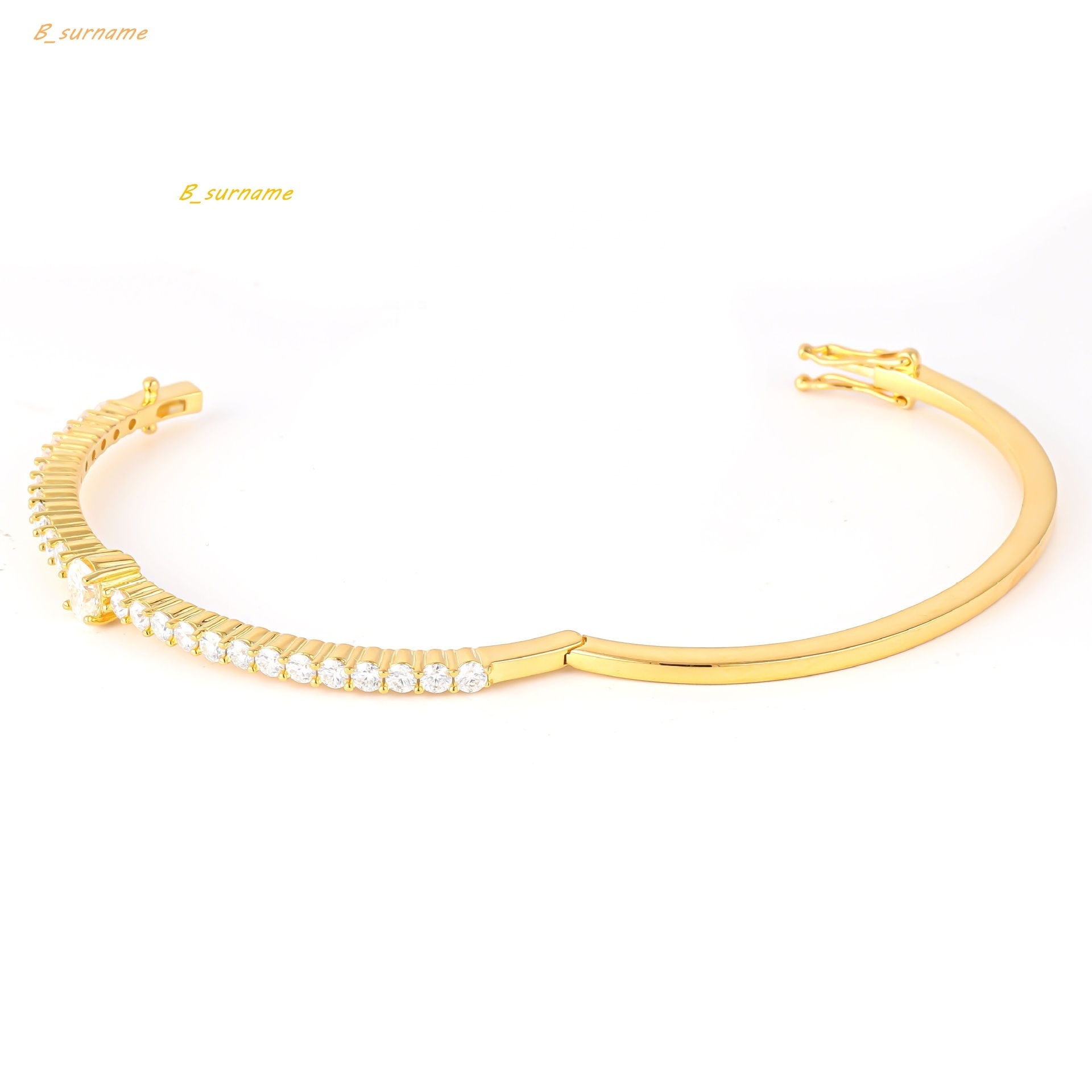 DEYIN Oval Shape Moissanite Bnagles Gold Plated Women Wholesale 925 Sterling Silver Woman Bangle Bracelet Jewelry