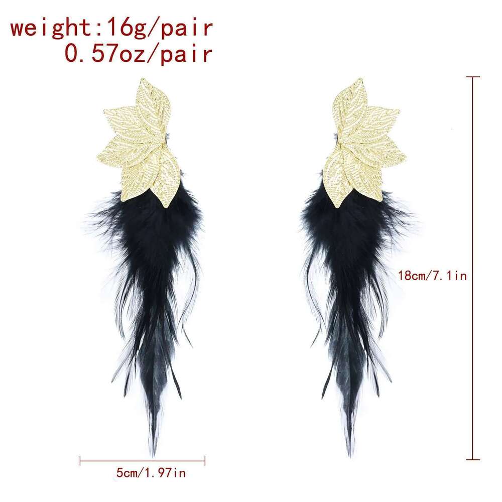 Bohemian Brown Blue Feather Tassel For Women New Indian Ethnic Long Drop Earrings Fashion Retro Christmas Jewelry