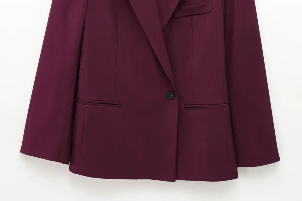 ETJ TRAF Womens Spring Casual Set Double Front Loose Jacket High Waist Folded Mens Style 250530