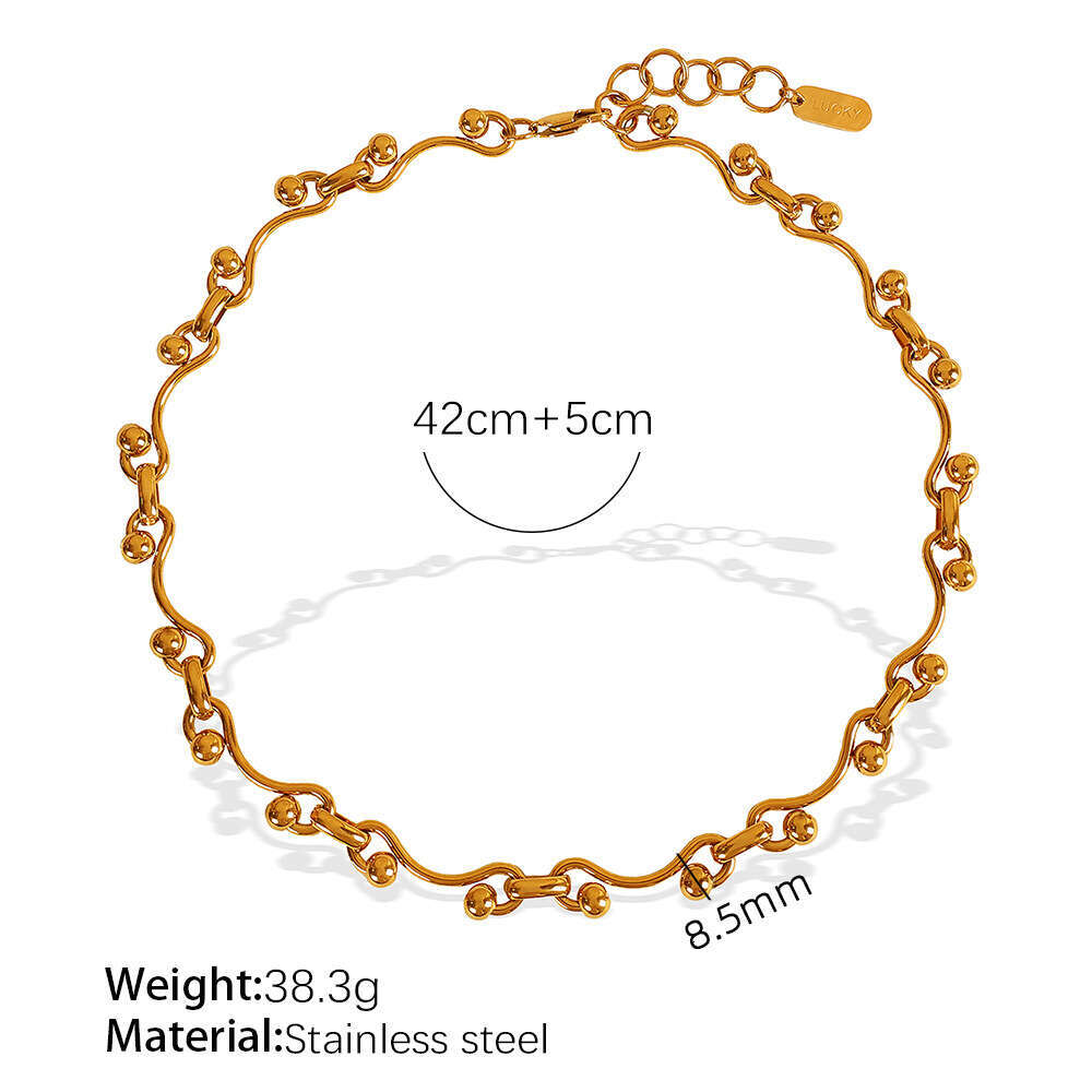 Fashionable Bracelet Necklace Set With Gold-Plated Titanium Steel Exaggerated Design, Versatile For Men And Women's Bracelets
