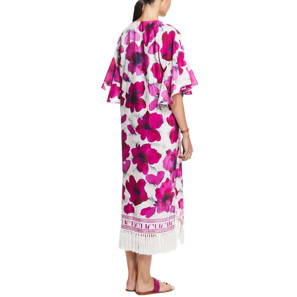 CHCH 2024 Elegant Flower Maxi Dress Lady Fashion V-Neck High Waist Dresses Women Chic Street Robes