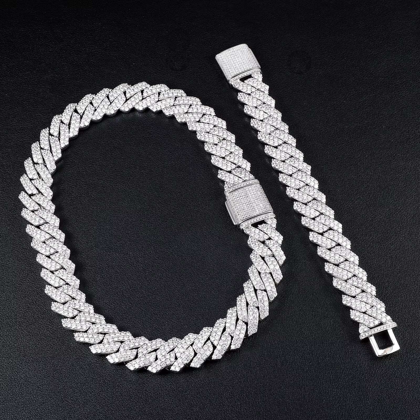 Hip Hop Gold Plated Link Bracelet Jewelry 19MM Diamond Cuban Prong Bracelet Mens Miami Iced Out Diamond Chunky Cuban Bracelet