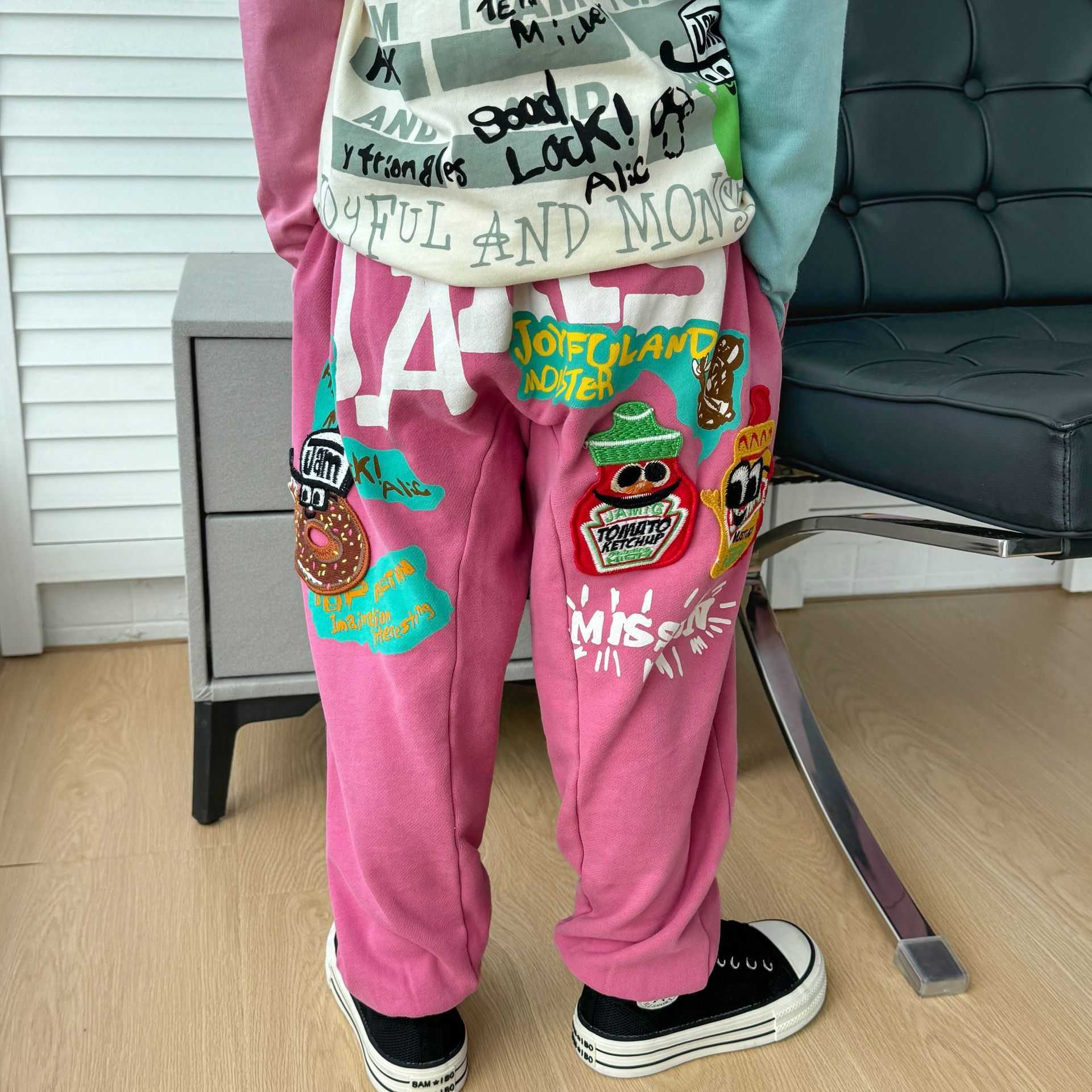 Jam Trendy Loose Haren Pants for Boys and Girls Cartoon Graffiti Waist Pants Big Butt Pants Tall Y2504300A4U