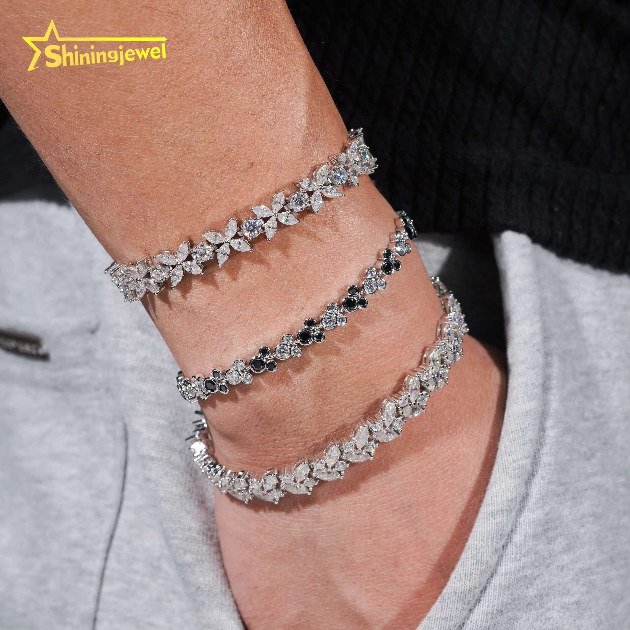New Arrival Luxury 925 Sterling Silver Fancy Shape Infinity VVS Moissanite Tennis Bracelet