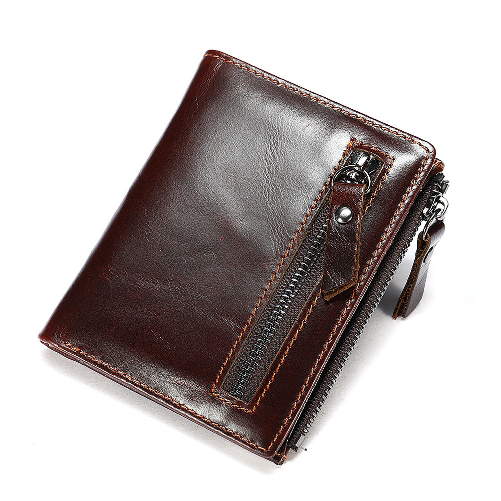 Men's Genuine Leather Zero Leisure Vertical Top Layer Cowhide USD Clip Wallet Trendy