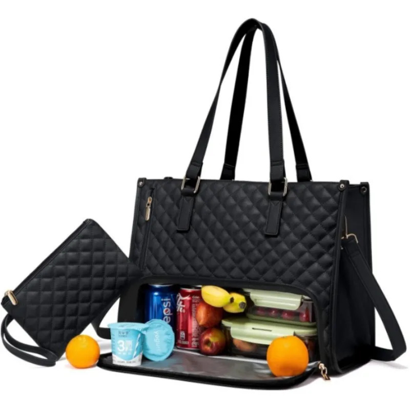 Large Women Lunch Bags With Insulated Compartment 15.6inch Laptop Tote Bag with Leakproof Lunch Box Pocket Work Bag Handbag 250429