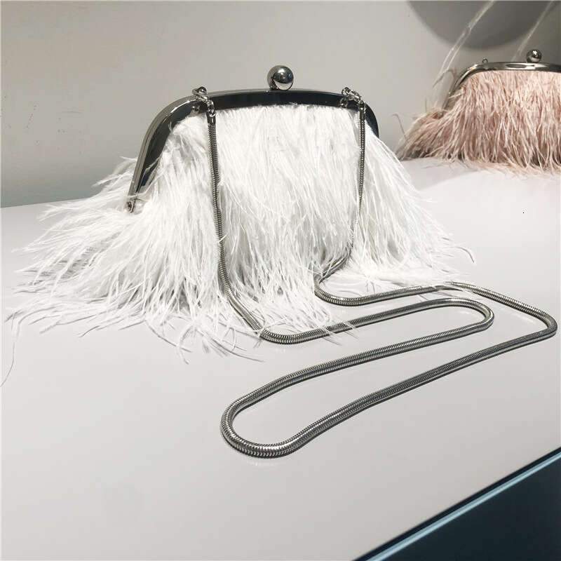 INS Turkey Hair Pearl Chain Shoulder Ostrich Grass Crossbody Dress Fur Women's Bag