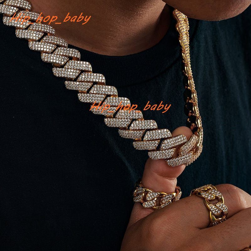 Hip Hop Men Woman Jewelry Moissanite Diamond Miami 925 Silver Iced Out Cuban Link Chain 14K 18K Gold Real