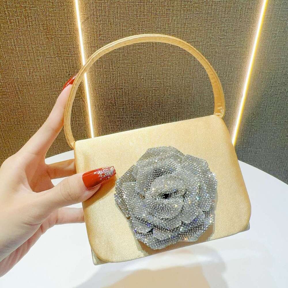 Dinner Bag French Banquet Silk Satin Small Square With High Quality Flower Mini Lipstick Change Key Handheld Crossbody Bag KQ