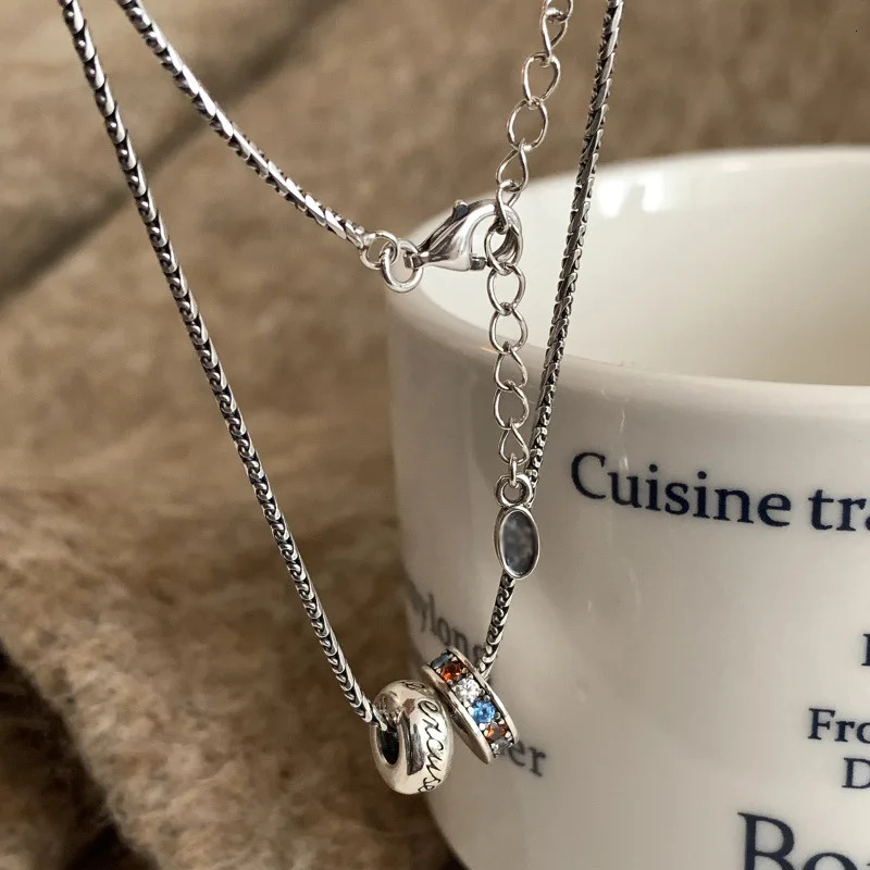 Fashion Color Crystal Circle 925 Pure Silver Womens Chain Necklace Jewelry Womens Gifts 250428