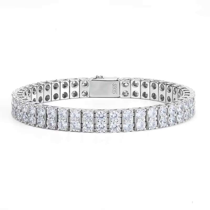 High Quality 925 Sterling Silver Double Row 3.5mm Moissanite Vvs1 D Color GRA Certified Womens Bracelet Jewelry