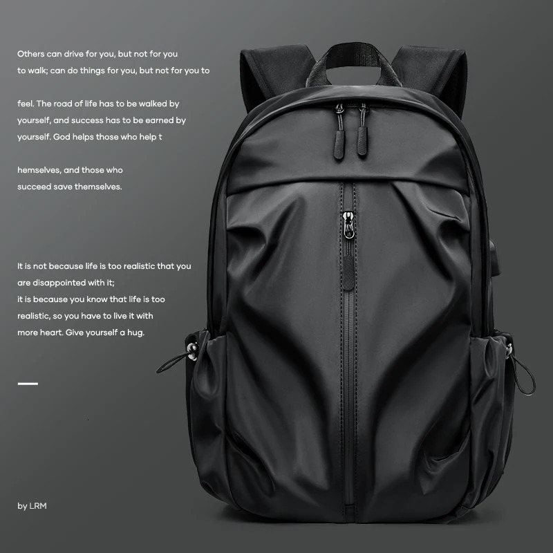 Black portable mens backpack waterproof university backpack lightweight small notebook travel backpack hiking leisure day bag 250427