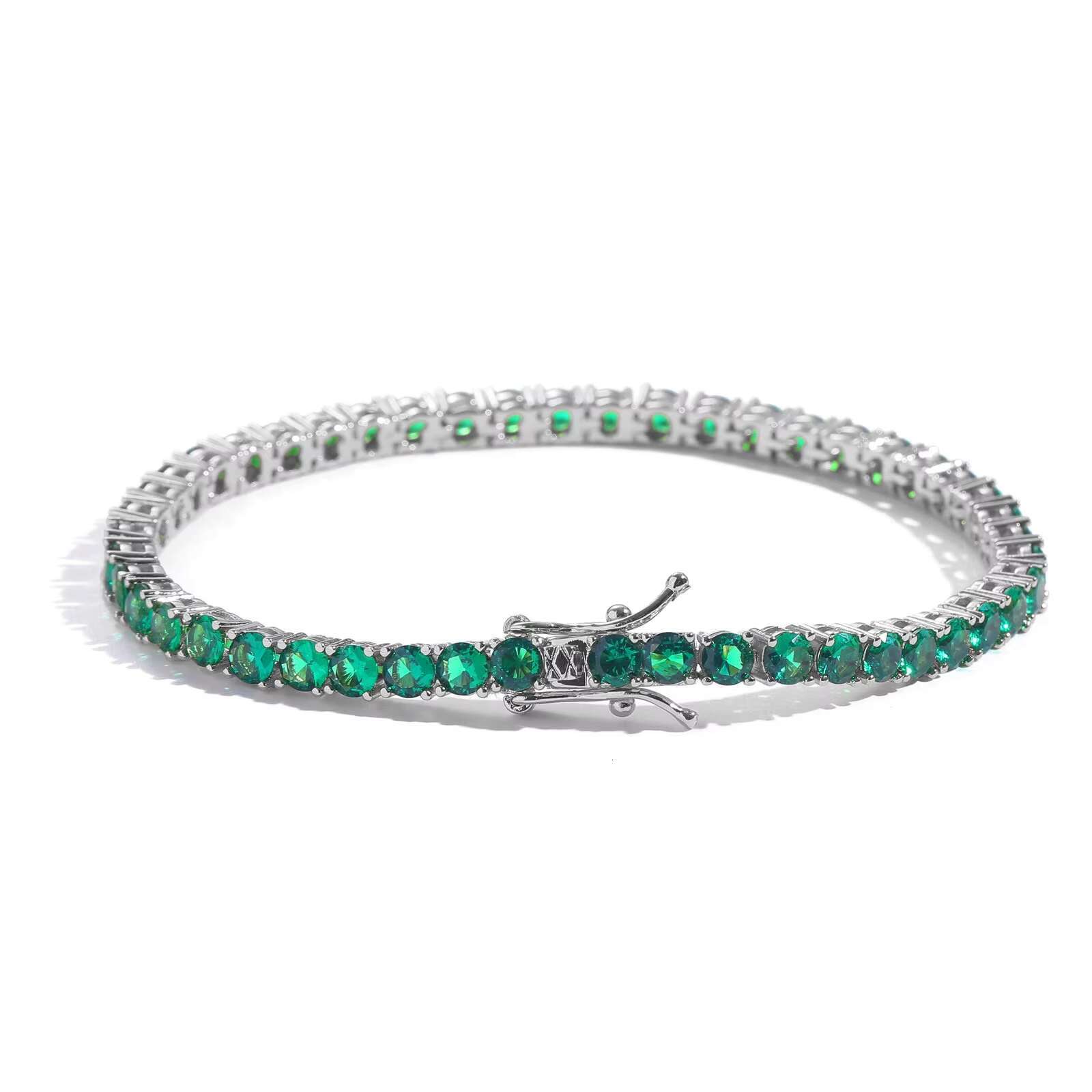 4mm Green CZ Tennis Chain Iced Out Round Cubic Zirconia Necklace Hip Hop Jewelry for Women Men