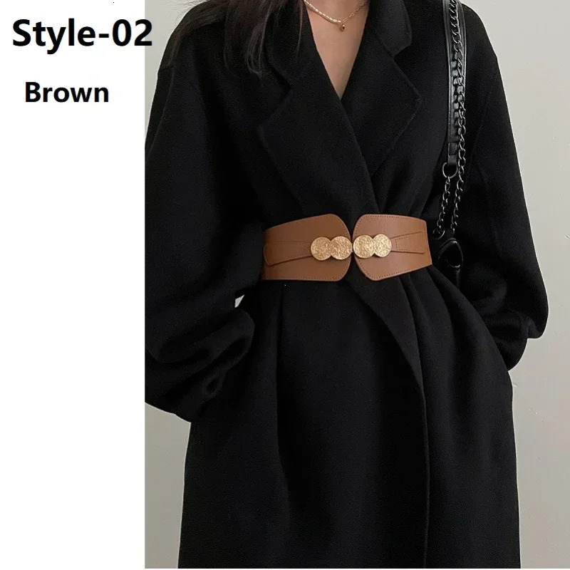ladies wide belt elastic vintage buckle leather wide fashion wild pin buckle womens belt waist seal belt 250430