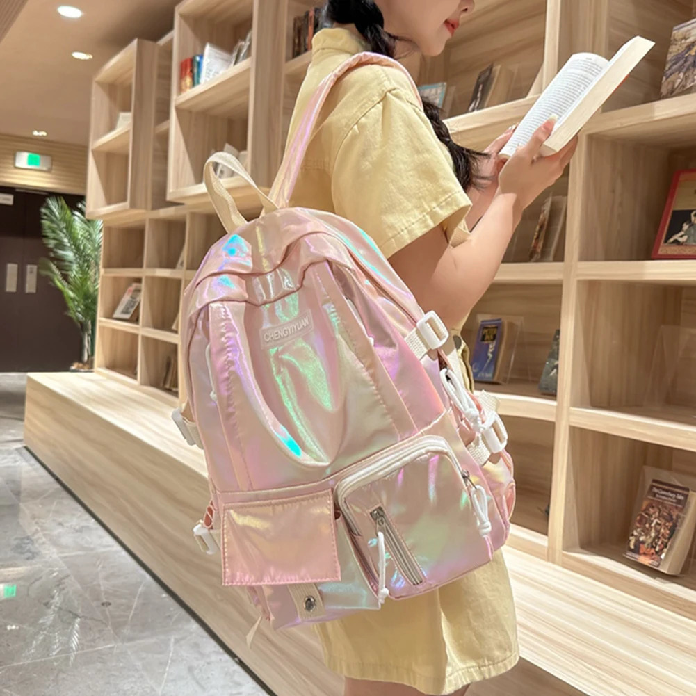 Womens Laser Backpack Multi Pocket School Backpack Large Capacity Campus Backpack 250427