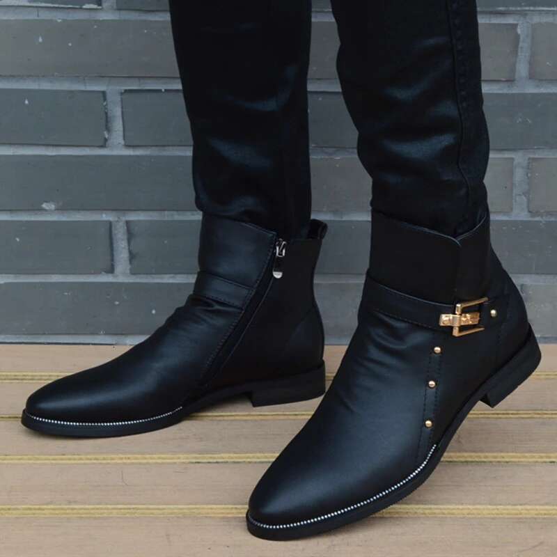 New Fashion Men Genuine Leather Men's British Autumn Winter Warm Plush Ankle Boots Man Casual Shoes Zapatos Man Hombre