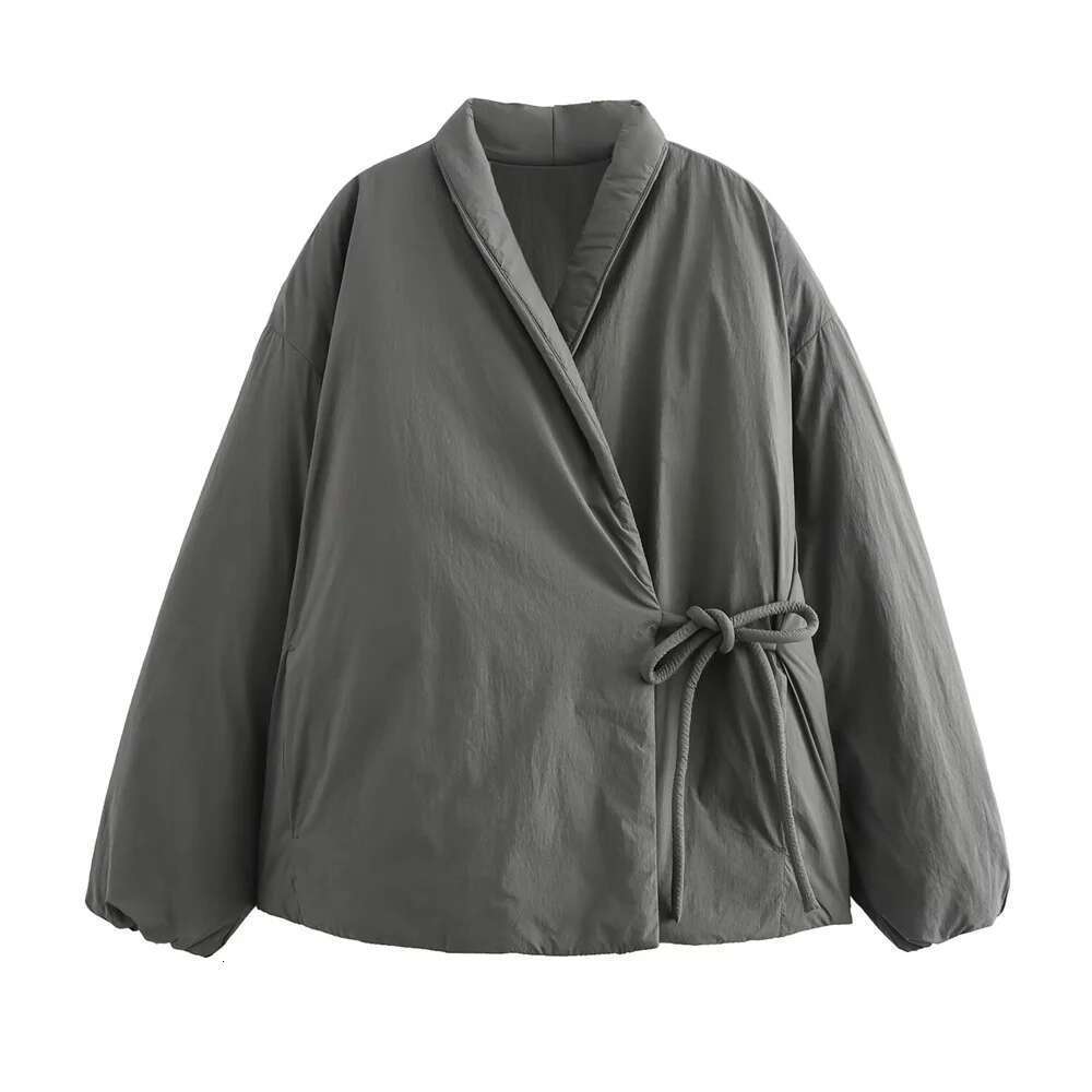 BM&MD&ZA early autumn new women's clothing simple design white duck down short loose lace-up jacket