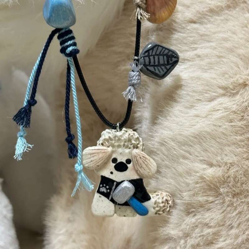 Puppy Coffee Master Braided Rope Cute Versatile Necklace Clavicle Exquisite Temperament Accessories Pendant Neck Chain
