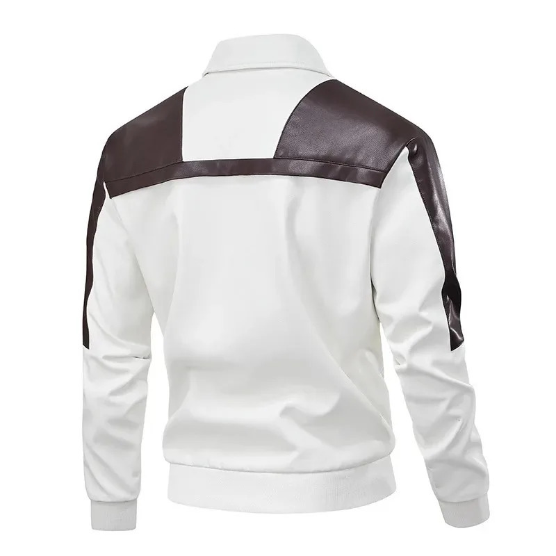Mens ultrathin motorcycle leather jacket casual PU mens stand up collar Jaquetas highquality 250428