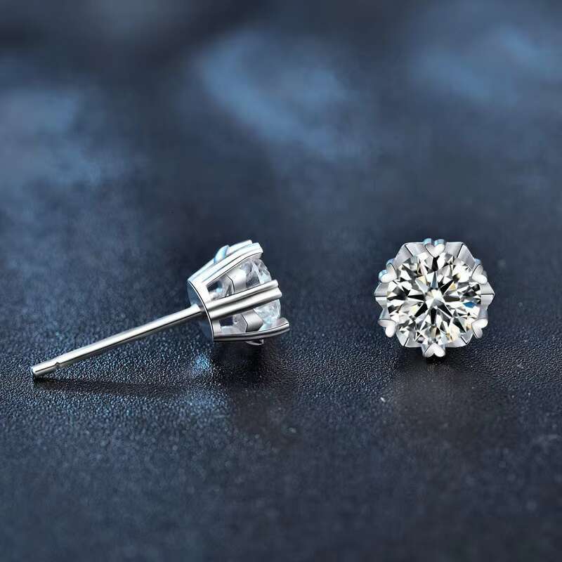 Solid 14K White Gold 0.5CT 5mm D-E-F Color Heart Arrows Cut Created S925 SILVER Moissanite Stud Earrings Push Back for Women