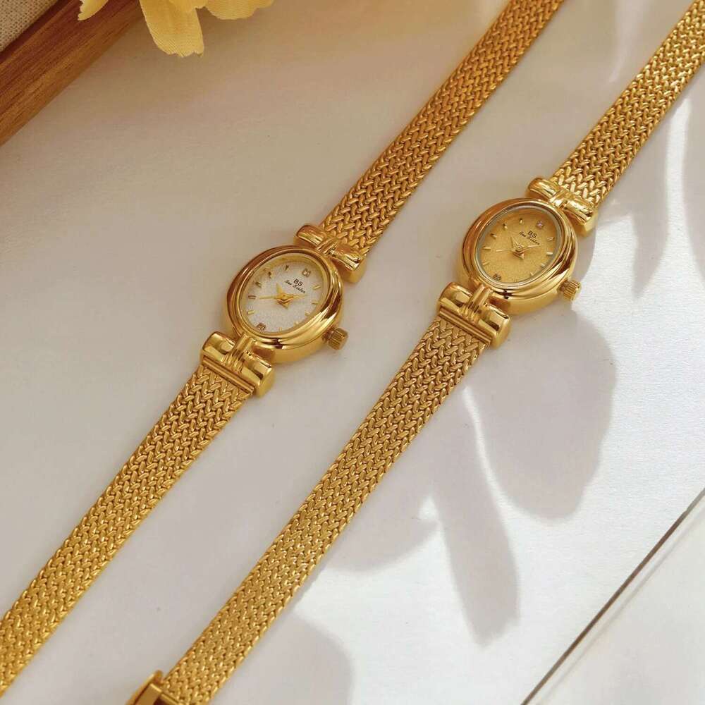 Women's Watches Brand Oval Quartz Watch Gifts For Women Vintage Elegant Waterproof Golden Wheat Bracelet Wristwatch