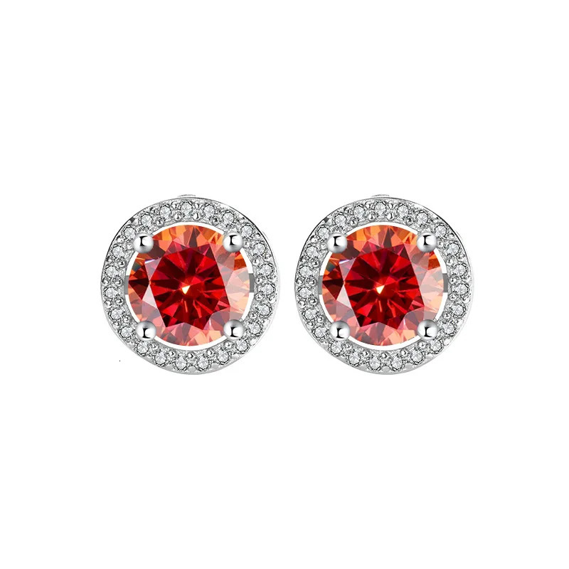 JECIRCON 1ct Multicolor Round Stud Earrings Simple Wedding Party Jewelry S925 Sterling Silver Versatile Accessories 250420