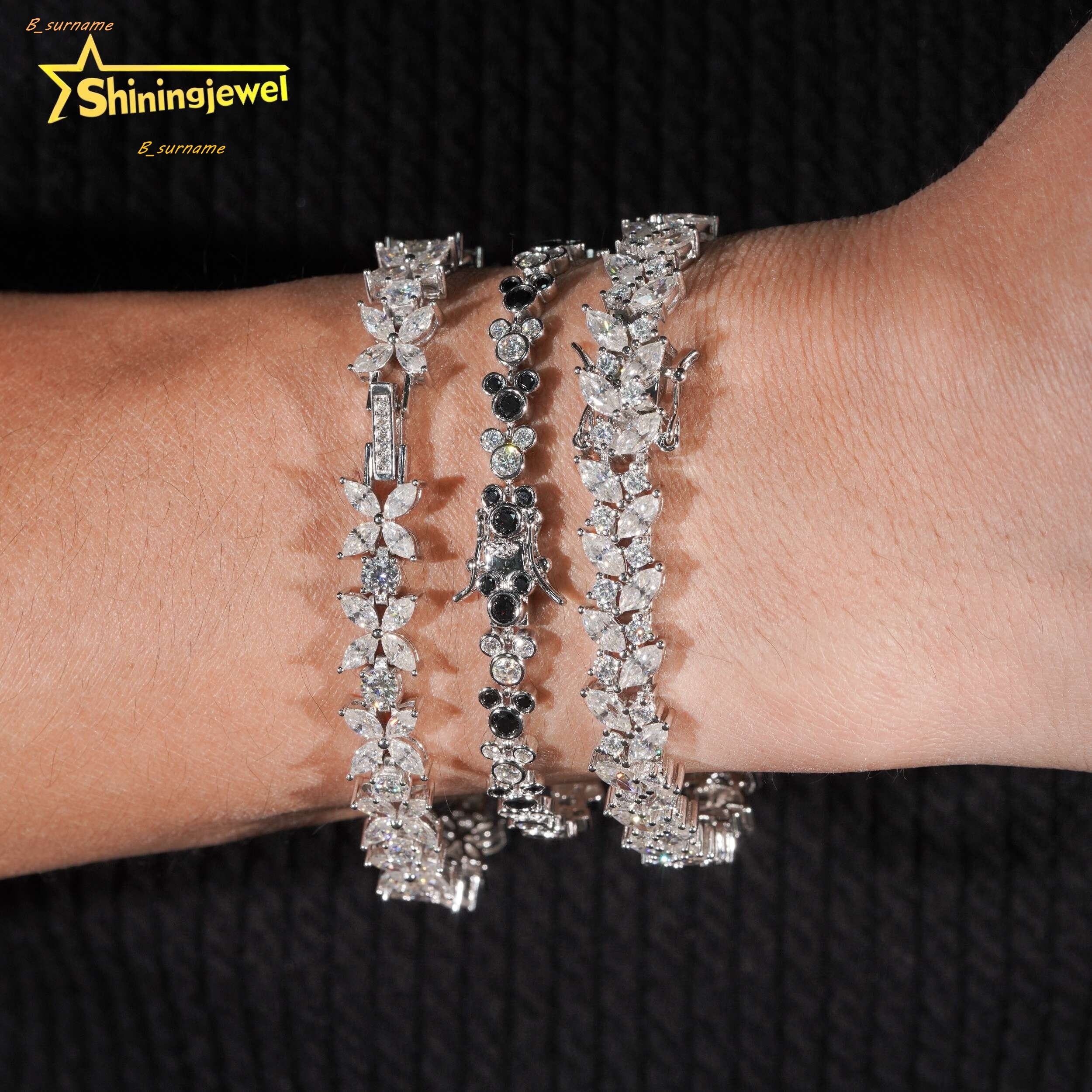 New Arrival Luxury 925 Sterling Silver Fancy Shape Infinity VVS Moissanite Tennis Bracelet