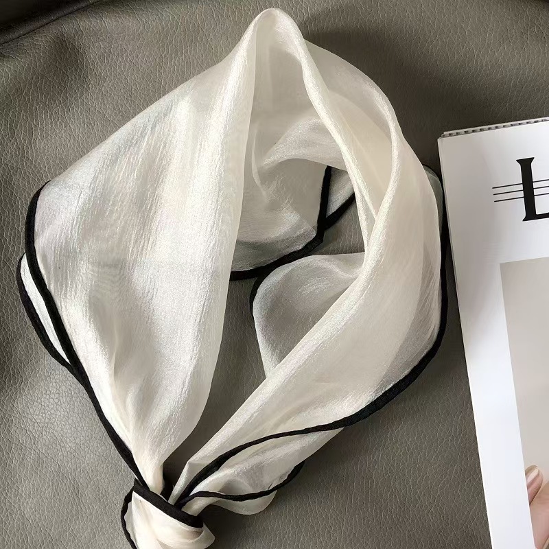 T607 Spring and Summer Decorative Fluffy Solid Color Fashion Long Scarf Transparent Small Silk Scarf Women's Wild Scarf Scarf