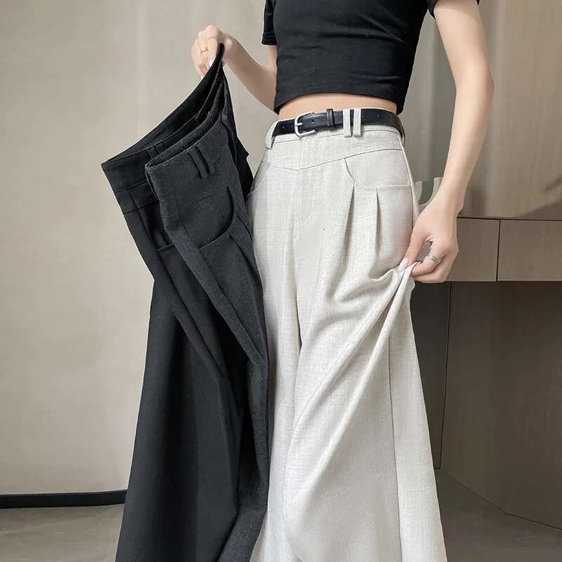 Spring Summer Black Suit Haren Pants Women Fashion Elastic High Waist Casual Trousers Woman Korean Style Solid Office Pant