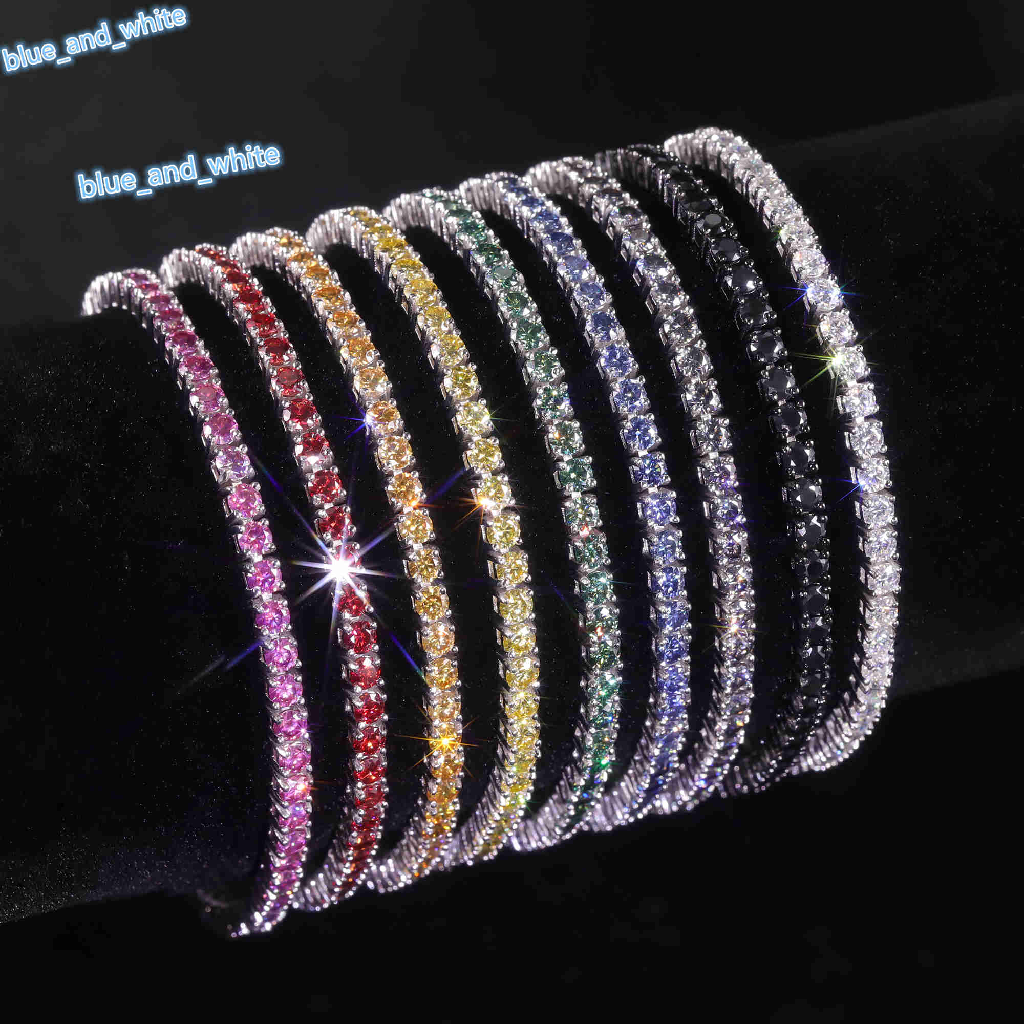 Abiding Cheapest Price 925 Sterling Silver Moissanite Gold Chain Women Men Tennis Bracelet 3mm Color Moissanite Tennis Chains