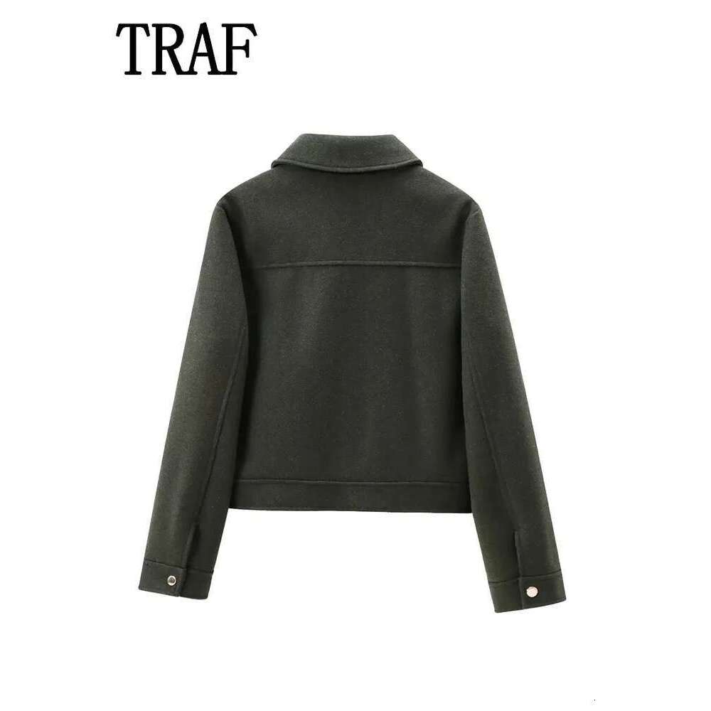 Zipper New Winter Long Sleeve Pocket Outerwear Coat Short Street Elegant Women's Jacket