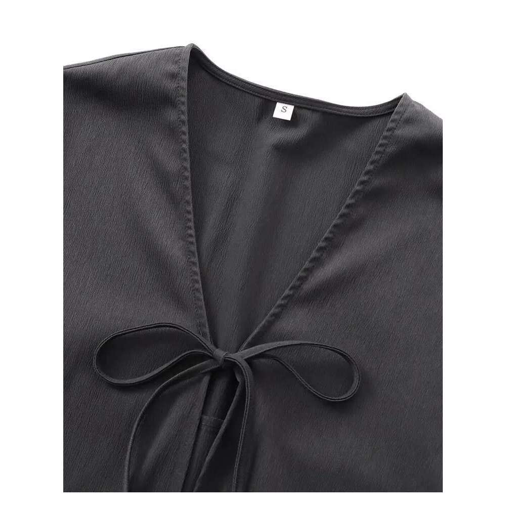 2024 European And American Style Women's Clothing New Fashion Temperament V-Neck Texture Kimono Shirt Trousers Suit