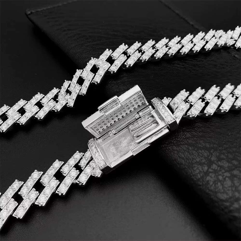 Rapper Jewelry 13mm Moissanite Jewellery Cuban Bracelet 925 Silver Link Hiphop Style Bracelet for Men Women