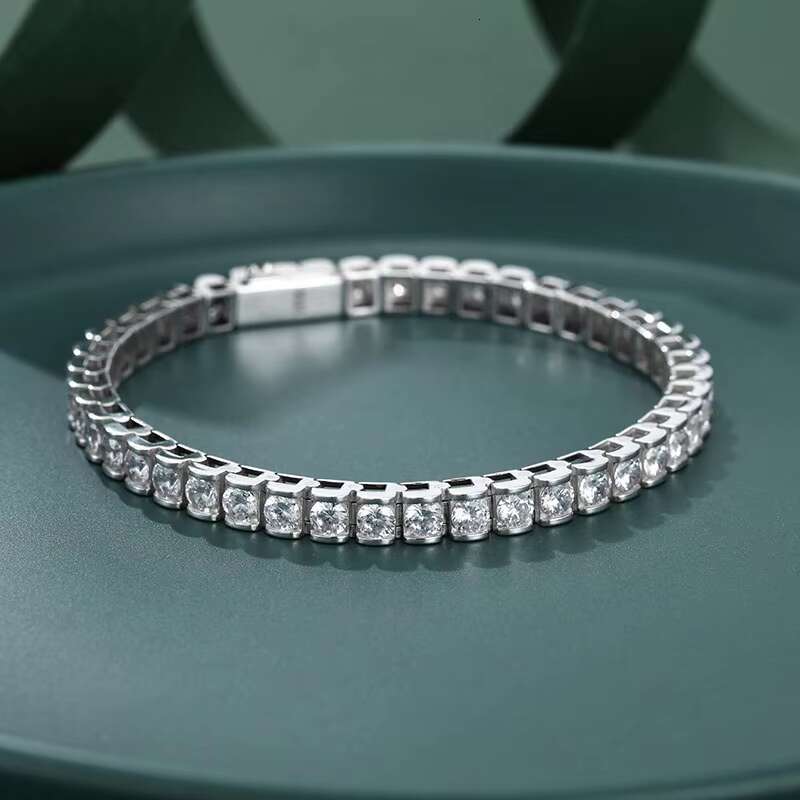 Hip Hop 925 Sterling Silver 3.5mm Moissanite D Color Vvs Womens Tennis Bracelet Jewelry