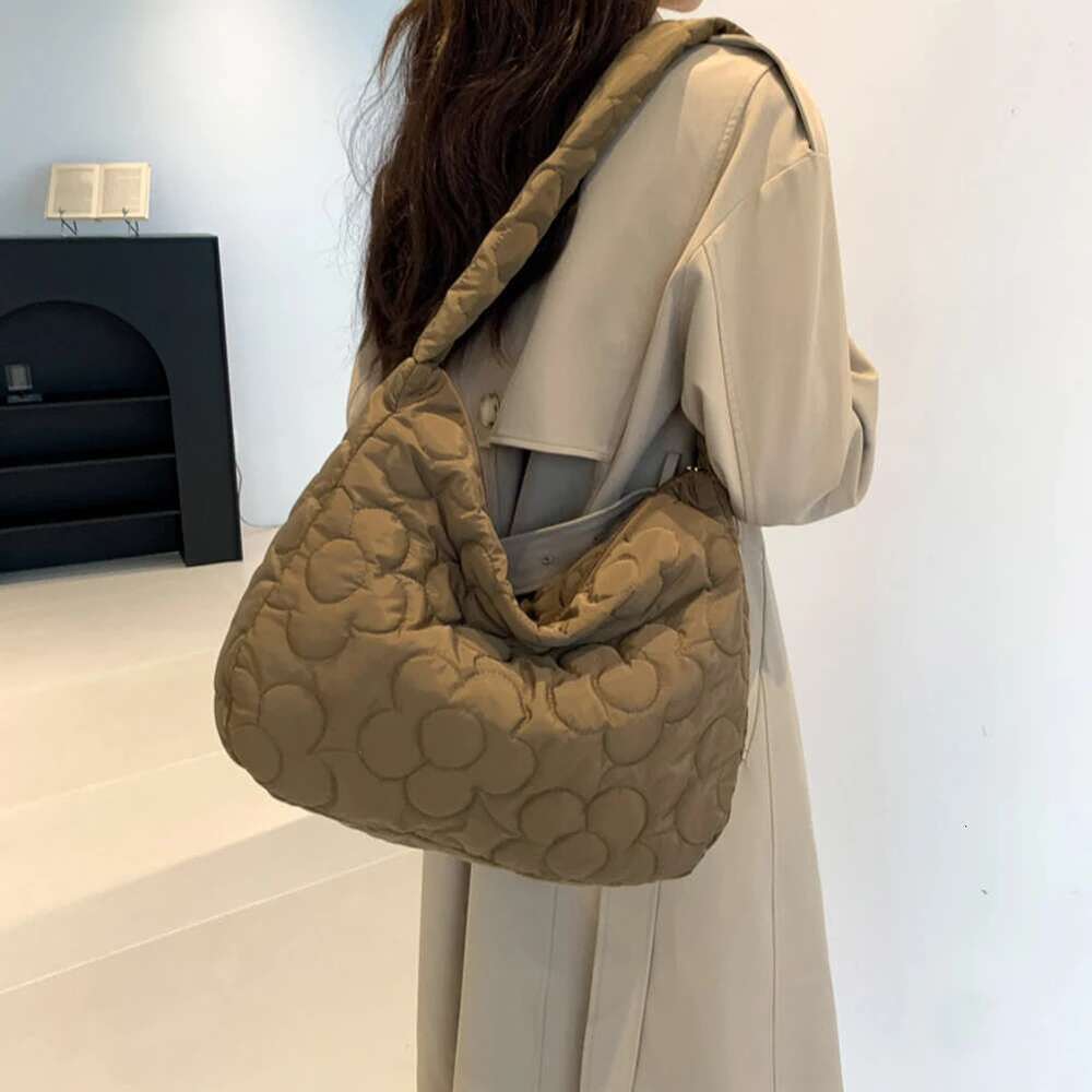 Women S Puffer Tote Fashion Down Padded Shoulder Casual Floral Print Nylon Handbag Purse Quilted Cross Body Bag Bag