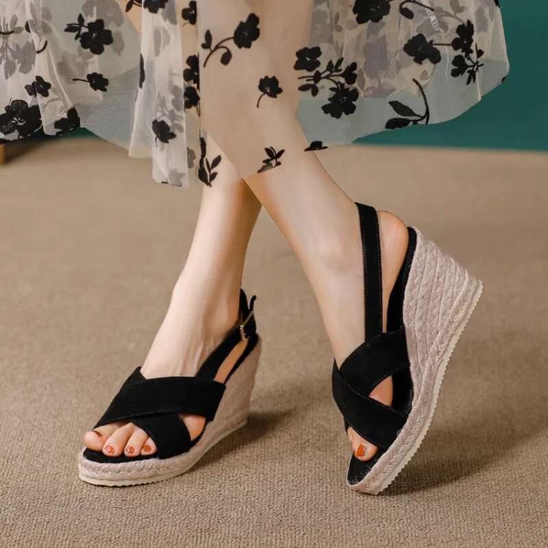 Sexy Cross Over Strappy Open Toe High Heels Platform Wedge Sandals Fashion Designer Women Buckle Shoes