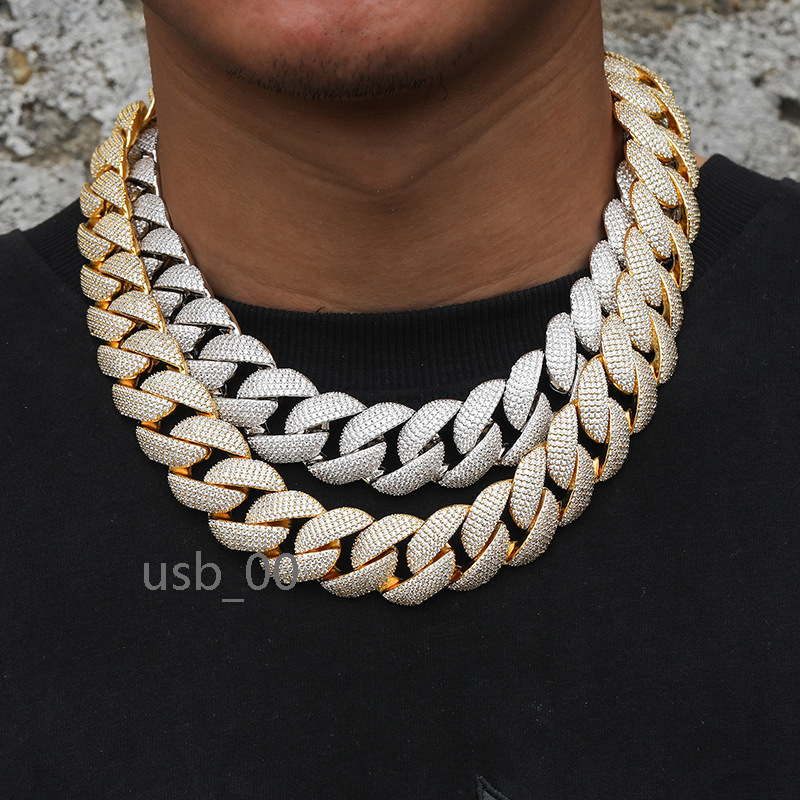 Luxury Iced Out 18K Gold Plated 22mm Cuban Link Chain Hip Hop 5 Rows 5A CZ Diamond Cuban Chain Necklace for Men