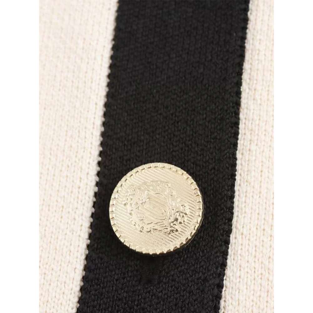Fashionable and simple women's clothing new contrast color trim sweater cardigan long sleeve round neck knitted jacket