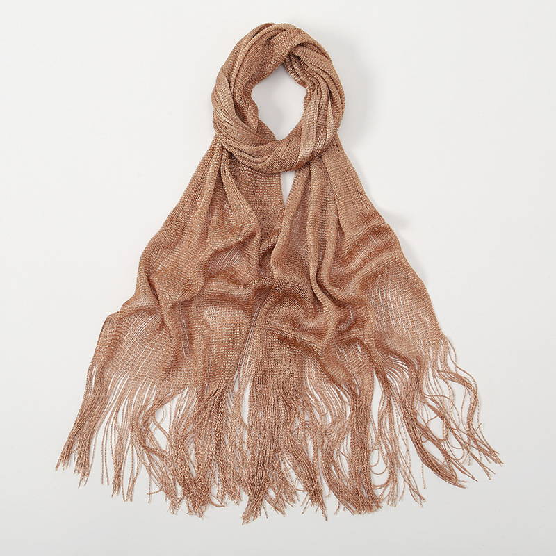 K588 Summer European and American new pure color all-match bikini shawl cross-border hot-selling gold and silver silk sunscreen outer shawl flat scarf
