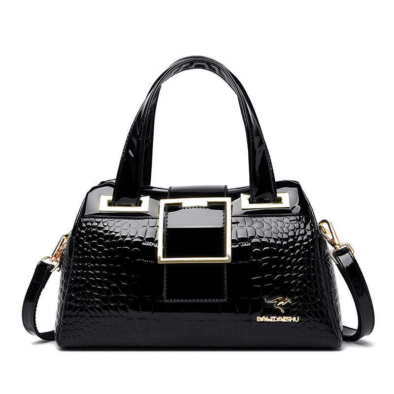 designer Women's bag Baquing Kangaroo Bag with Crocodile Pattern, Middle aged Mom's Crossbody High end Women's New Bag, Bright and Matu
