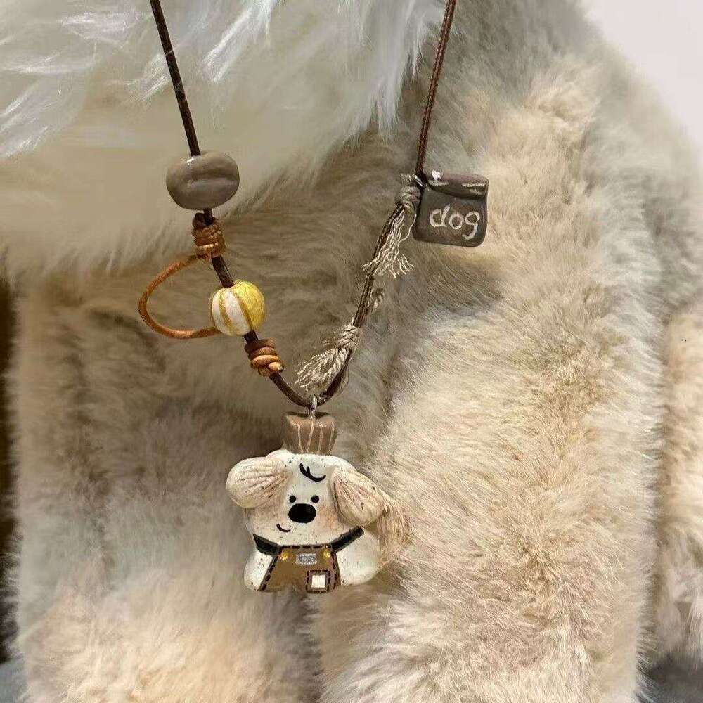 Puppy Coffee Master Braided Rope Cute Versatile Necklace Clavicle Exquisite Temperament Accessories Pendant Neck Chain