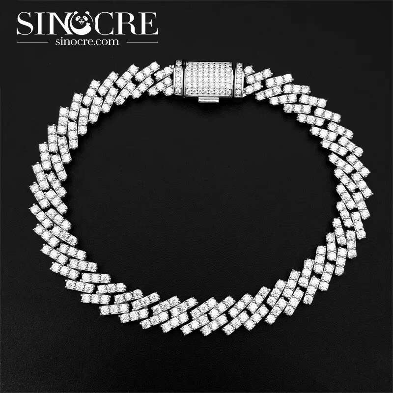 Rapper Jewelry 13mm Moissanite Jewellery Cuban Bracelet 925 Silver Link Hiphop Style Bracelet for Men Women