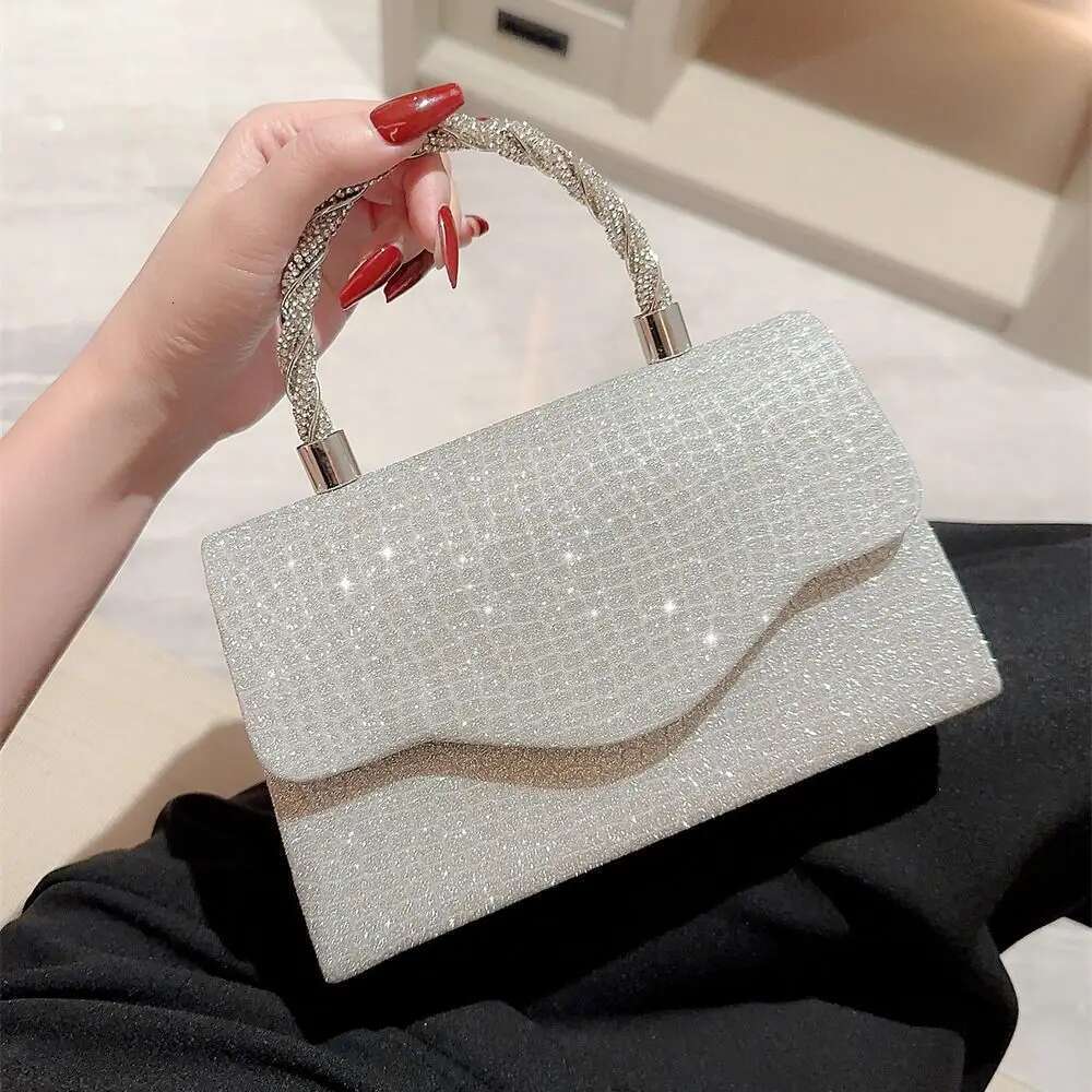 Bright Silk Evening Bag Women Elegant Fashion Banquet Clutch Chain Shoulder Bags Purse Female Wedding Party Handbags
