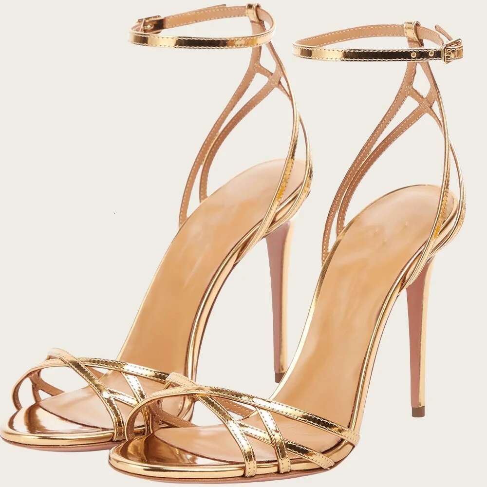 Summer Round High Heels Sexy Strappy Open Toe Buckle Strap Party Banquet Shoes Women Sandals