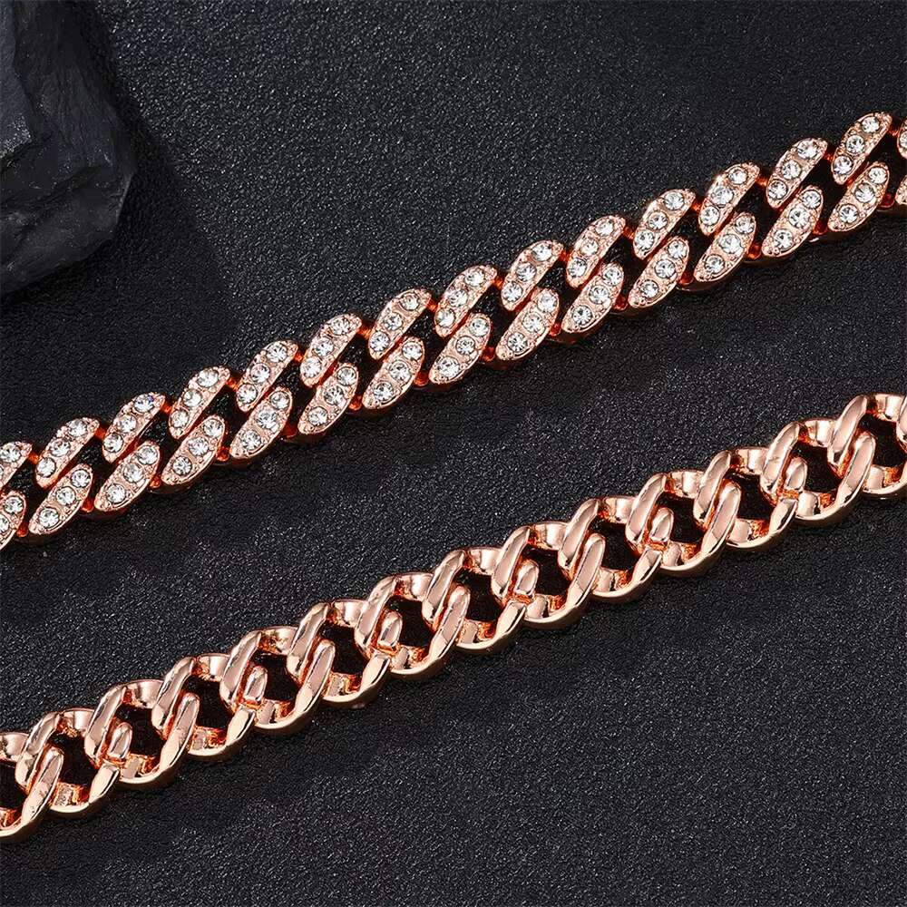 TikTok Viral Layered CZ Chains Set 8mm 18 Iced Out Bling Cuban Chain Necklace Hiphop Jewelry for Man Woman
