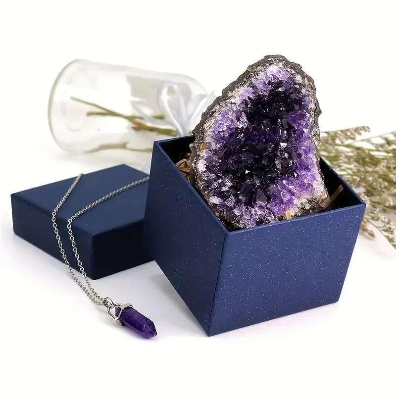 2-Piece Natural Stone Amethyst Set - Alleviates Worries Brings Wealth, Ideal Gift For Family And Friends