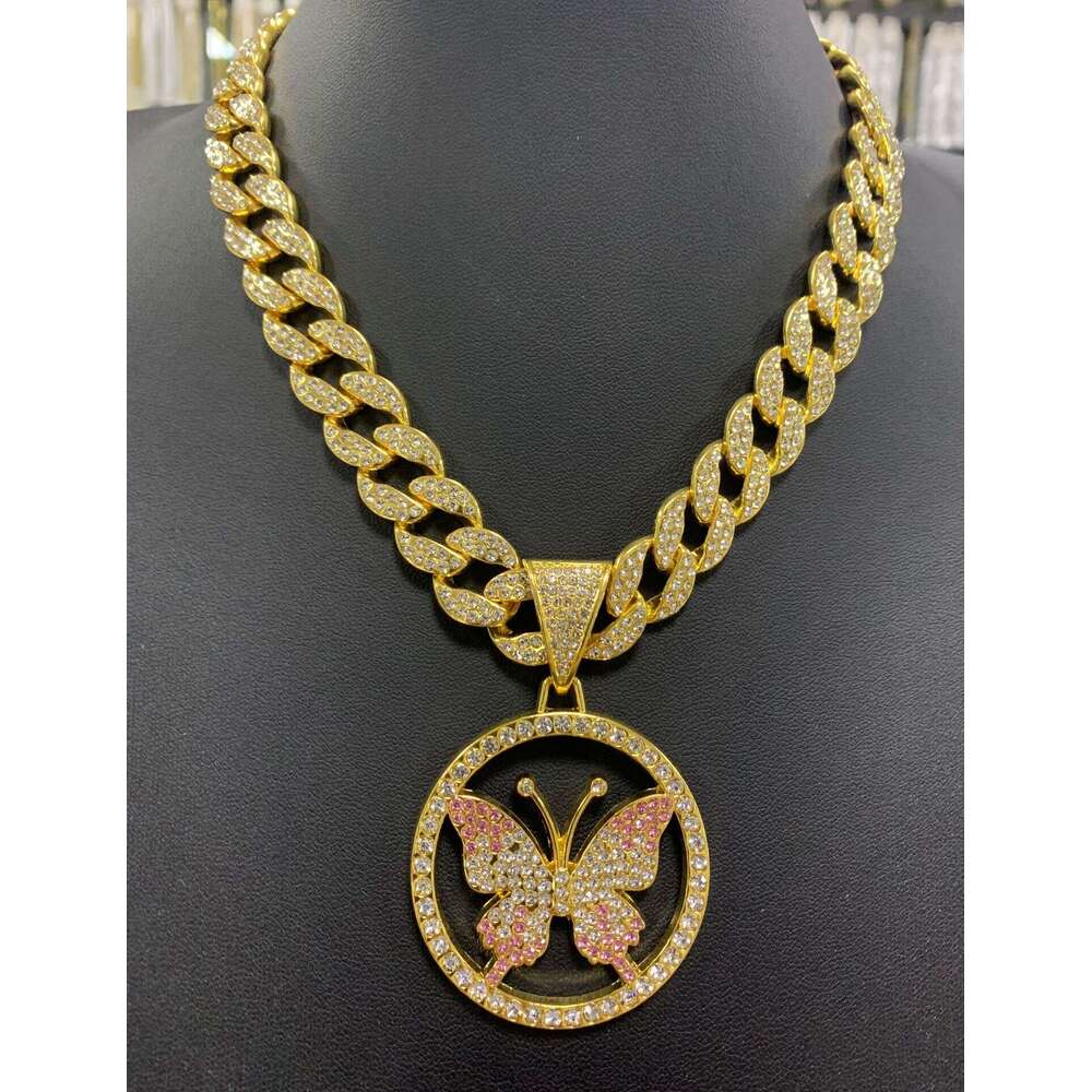 Hot Selling Hip Hop Accessories Full Dia Butterfly Pendant Fashionable Unisex Necklace