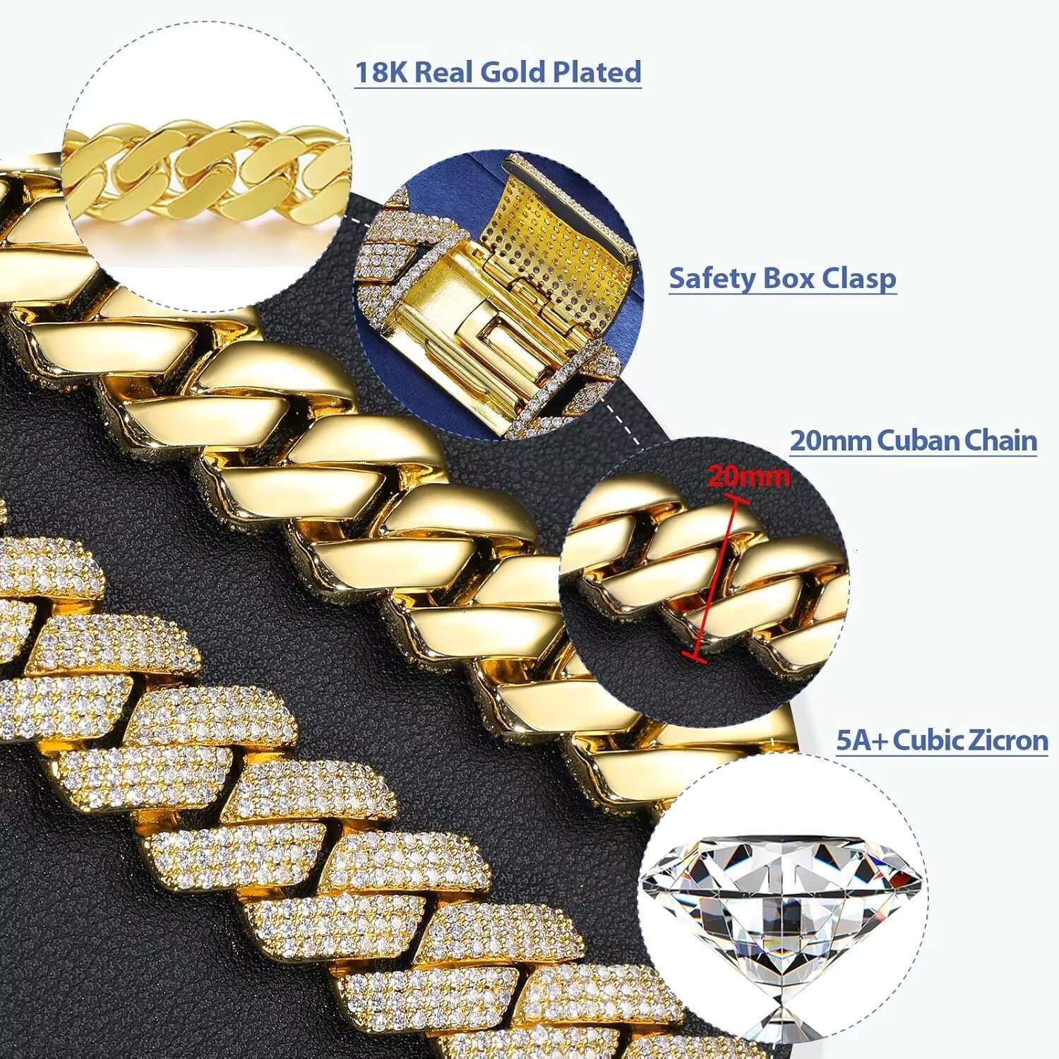 Hip Hop Men Woman Jewelry Moissanite Diamond Miami 925 Silver Iced Out Cuban Link Chain 14K 18K Gold Real