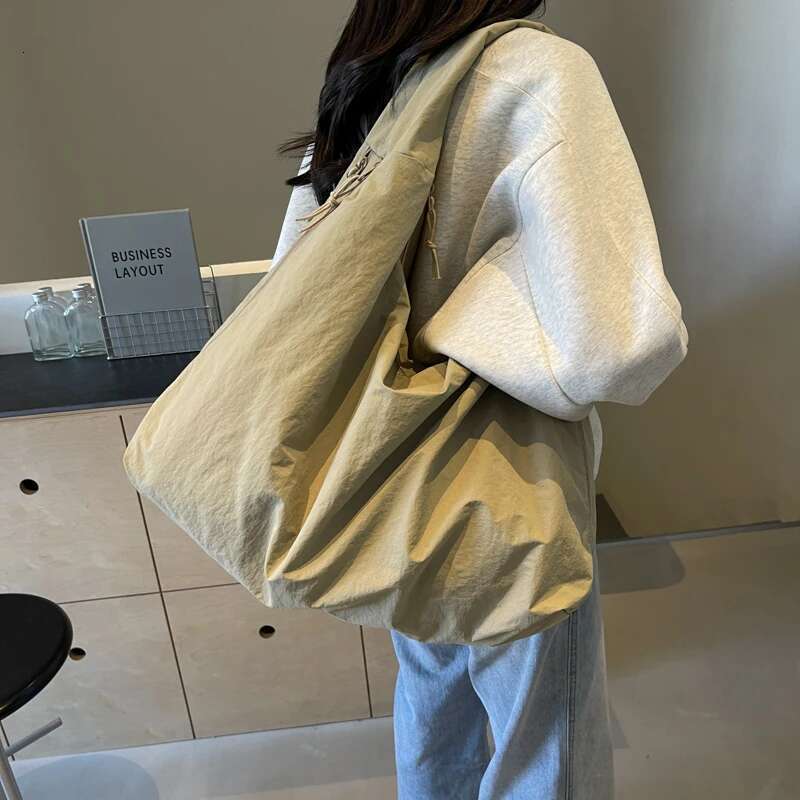 designer bag Women Simple Tote Handbag Large Capacity Solid Color Multi-Pocket Nylon Shoulder Shopping Work Date Bag